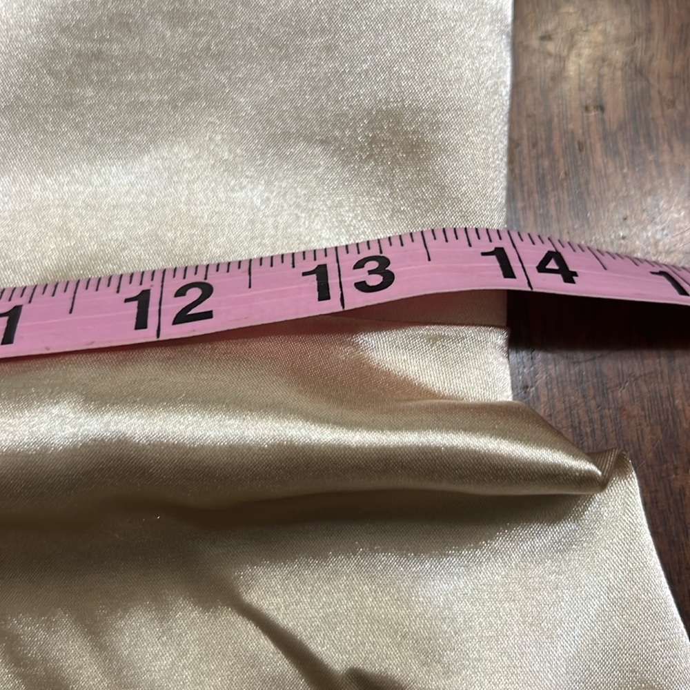 Hebeos Champagne Asymmetrical Lined High Slit Satin Sheen Dress NWT - Picture 10 of 15